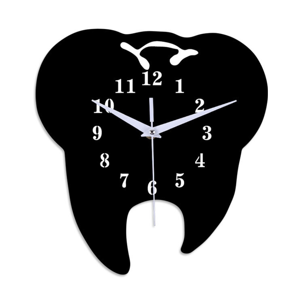 Emoyo ECY056 Tooth Shape Wall Clock Quartz Wall Clock 3D Wall Clock For Home Office Decorations - Black