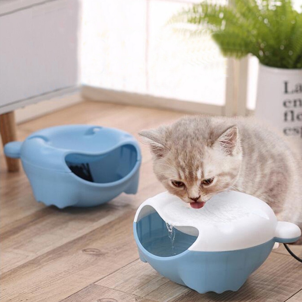 Automatic Small Pet Cat Dog Water Source Fountain Dispenser Drinking Cup Bowl - Blue white