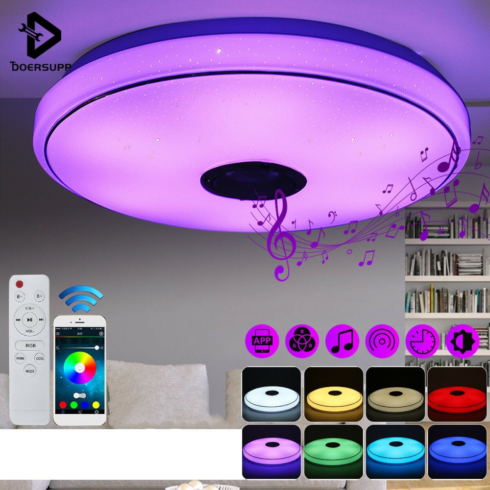 36/60W 40cm 6500K LED Ceiling Light RGB bluetooth Music Speaker Dimmable Lamp Remote Home - 24V1A EU plug - Image 2