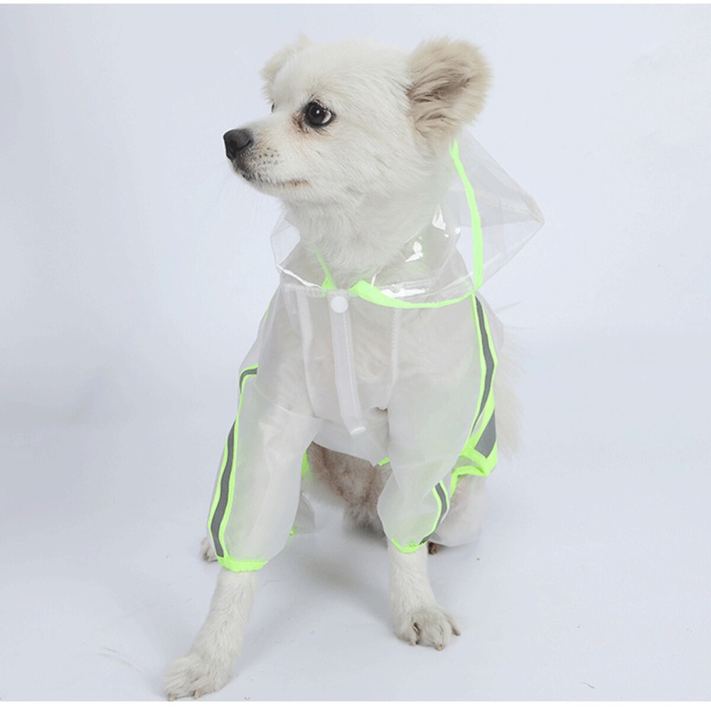 Pets Dog Clothes Hooded Raincoats Reflective Strip Dogs Rain Coat Waterproof Jackets Outdoor Breathable Clothes For Puppies - M Green - Image 2