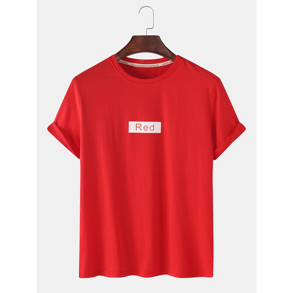 Letter Print Plain Breathable Round Neck Basic Short Sleeve T-Shirts - White M