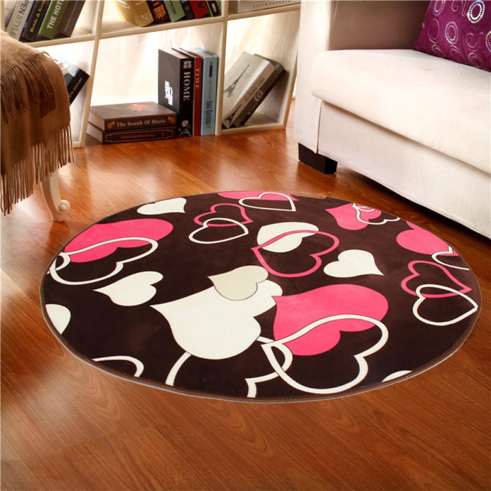 80x80cm Coral Velvet Bathroom Absorbent Carpet Anti Slip Door Sill Round Mat Rug - Footprint - Image 2