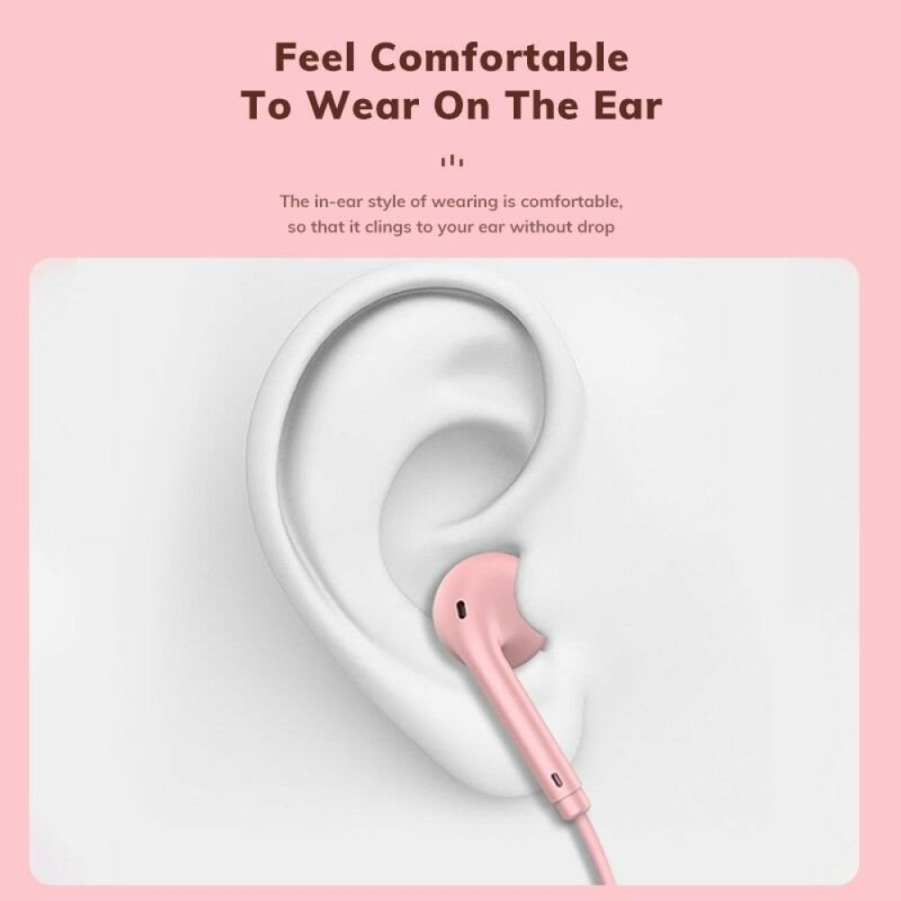 TOPK F17 Wired Headphones Stereo Super Bass Dynamic Driver HD In-Ear Headset 3.5mm Macaron Sports Earphone with Mic - Pink - Image 2