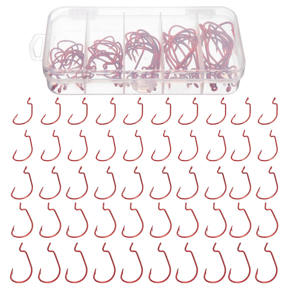 50PCS Three-color Fishing Hooks Light Portable Fishing Hooks with Storage Box - Gold - Image 2