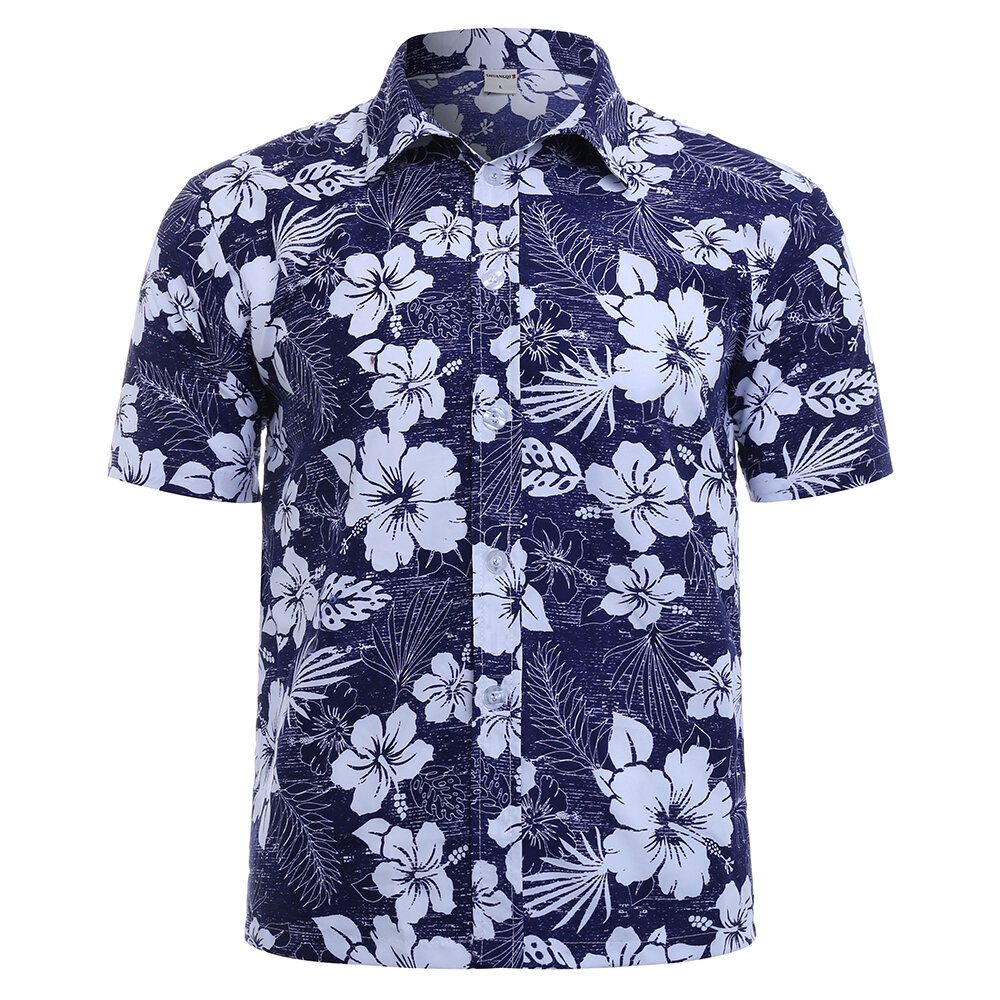 Men Floral Printed Short Sleeve Shirts - 4XL Green