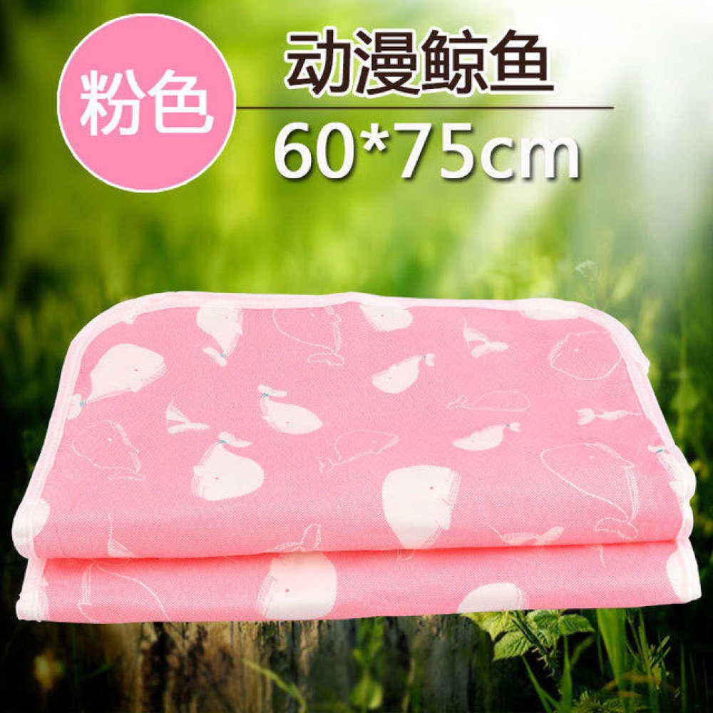 Pu Pu Mi Separated Urine Mattress Baby Urine Supply Large Cotton Cartoon Waterproof Breathable Washable Urine Pad - 60+75cm anime whale - Image 2