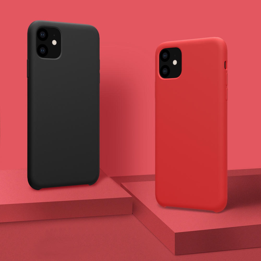 NILLKIN Smooth Shockproof Soft Liquid Silicone Rubber Back Cover Protective Case for iPhone 11 6.1 inch - Red - Image 2