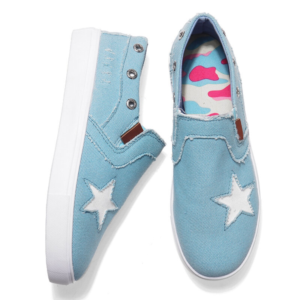 Women Canvas Boat Shoes Flats Loafers Slipper Camping Hiking Sport Beach Casual Shoes - Blue 38