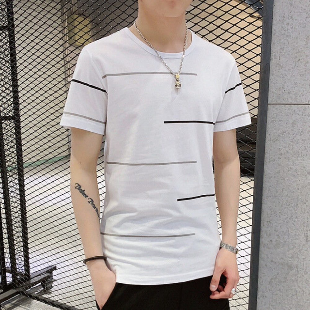 Men's Short-sleeved T-shirt Season New Men's Cotton T-shirt Trend Men's Clothing - XXL white