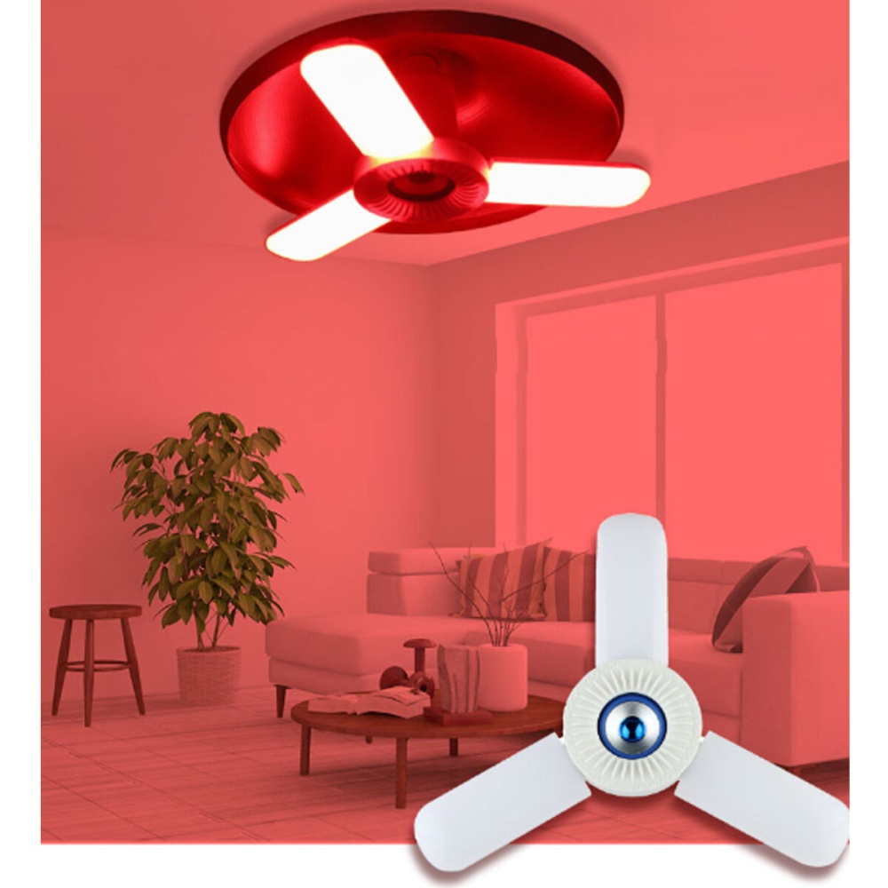 E27 80W 3 Blades bluetooth Smart LED Bulb RGBW Folding Music Speaker Ceiling Lamp+Remote Control AC85-265V - Image 2