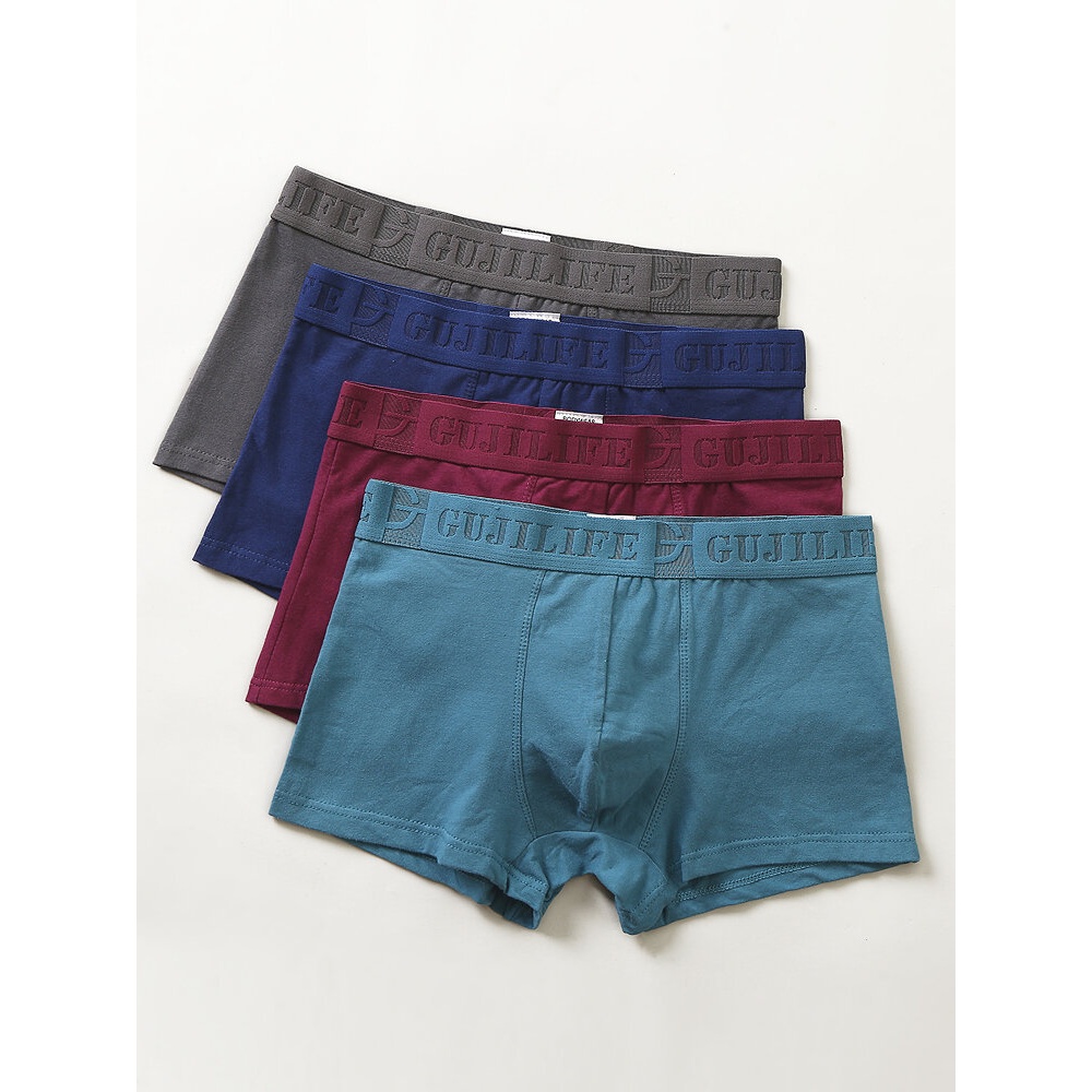 Mens Cotton Solid Color 4Pcs Thin Home Breathable U Convex Pouch Boxers - Graffiti 1 S