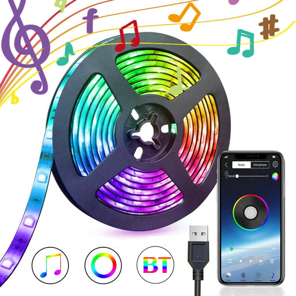 1/3/5M USB Waterpoof 5050 LED Strip Lights RGB Music Backlight bluetooth APP Remote  Decorations Clearance  Lights - 1M - Image 2