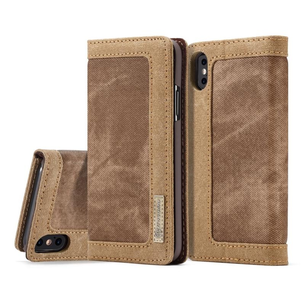 Caseme Magnetic Flip Kickstand Wallet Card Slot Protective Case For iPhone XS/X - Brown - Image 2