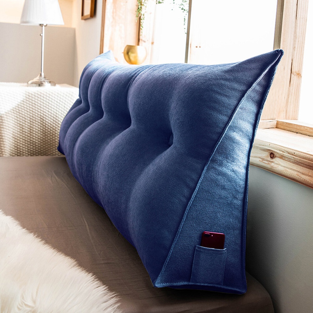 Sofa Bed Large Filled Triangular Wedge Cushion Bed Backrest Positioning Support Pillow Reading Pillow Office Lumbar Pad with Removable Cover - Coffee - Image 2