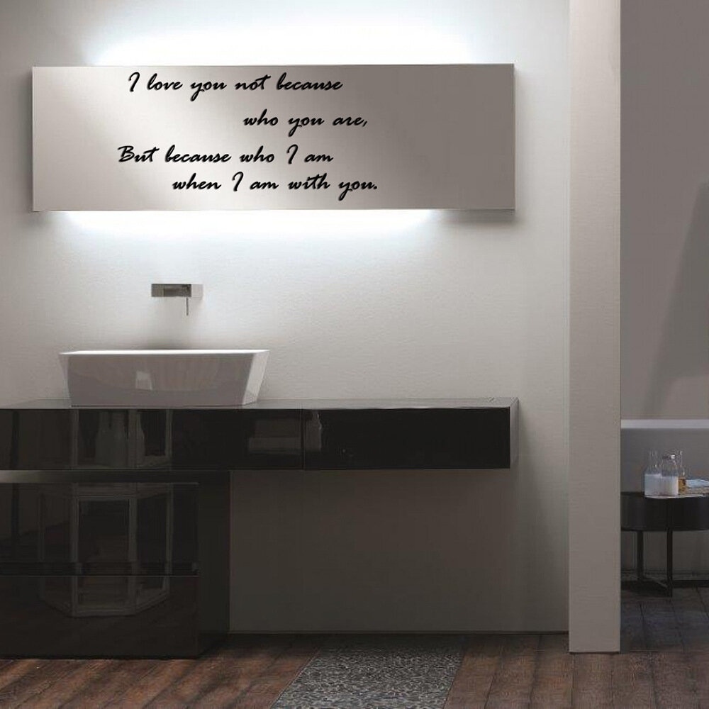 Acrylic Mirror Stickers Romantic Sentences Background Wall Decoration Stickers - Black S - Image 2