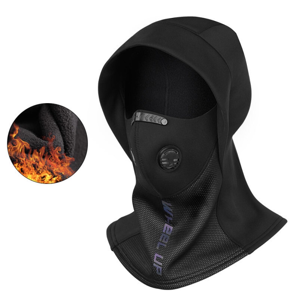 WHEEL UP 2-in-1 Bike Head Scarf Universal Face Mask Breathable Windproof Waterproof Winter Warm Fleece Head Cap - Black - Image 2