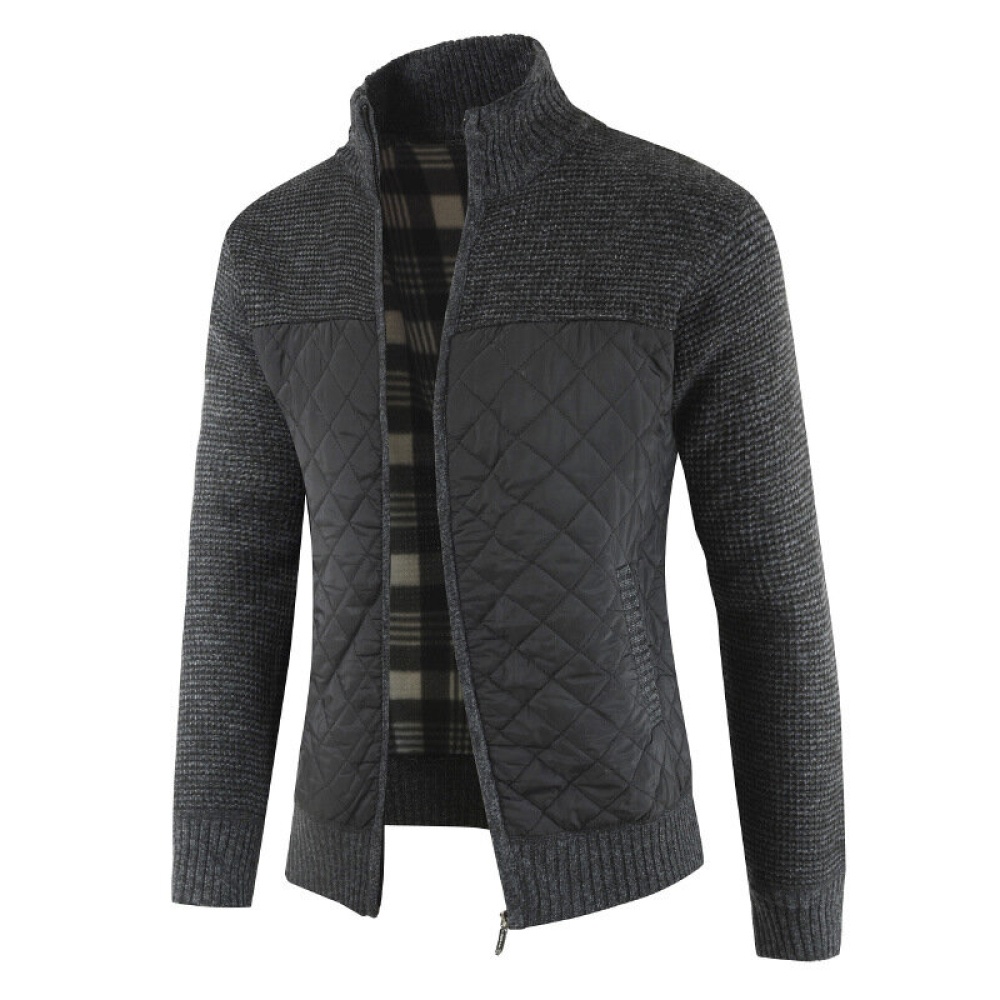 Men's Cardigan Sweaters New Knit Loose Casual Thicken Winter Autumn Warm Zip Jacket Camping Hiking - Black M - Image 2