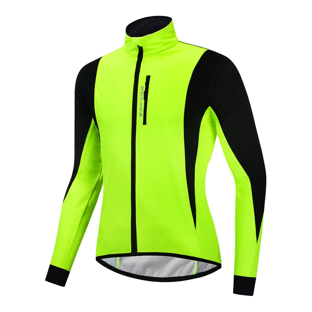 WOSAWE Winter Warm Up Thermal Fleece Men's Cycling Jacket Waterproof Bicycle MTB Road Windproof Bike Clothing - M