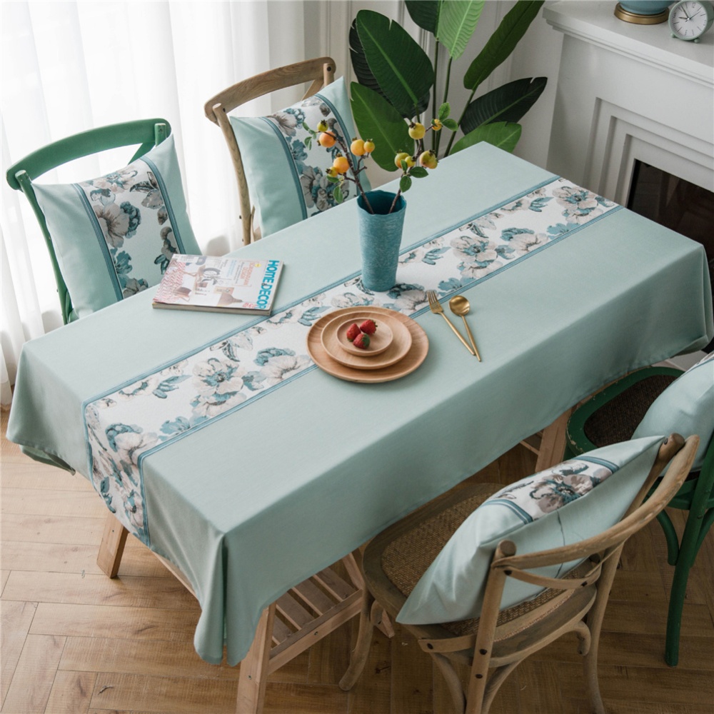 Waterproof Table Cloth Decorative Fabric Embroidery Cover For Outdoor Indoor Green flower embroidery_135*200cm