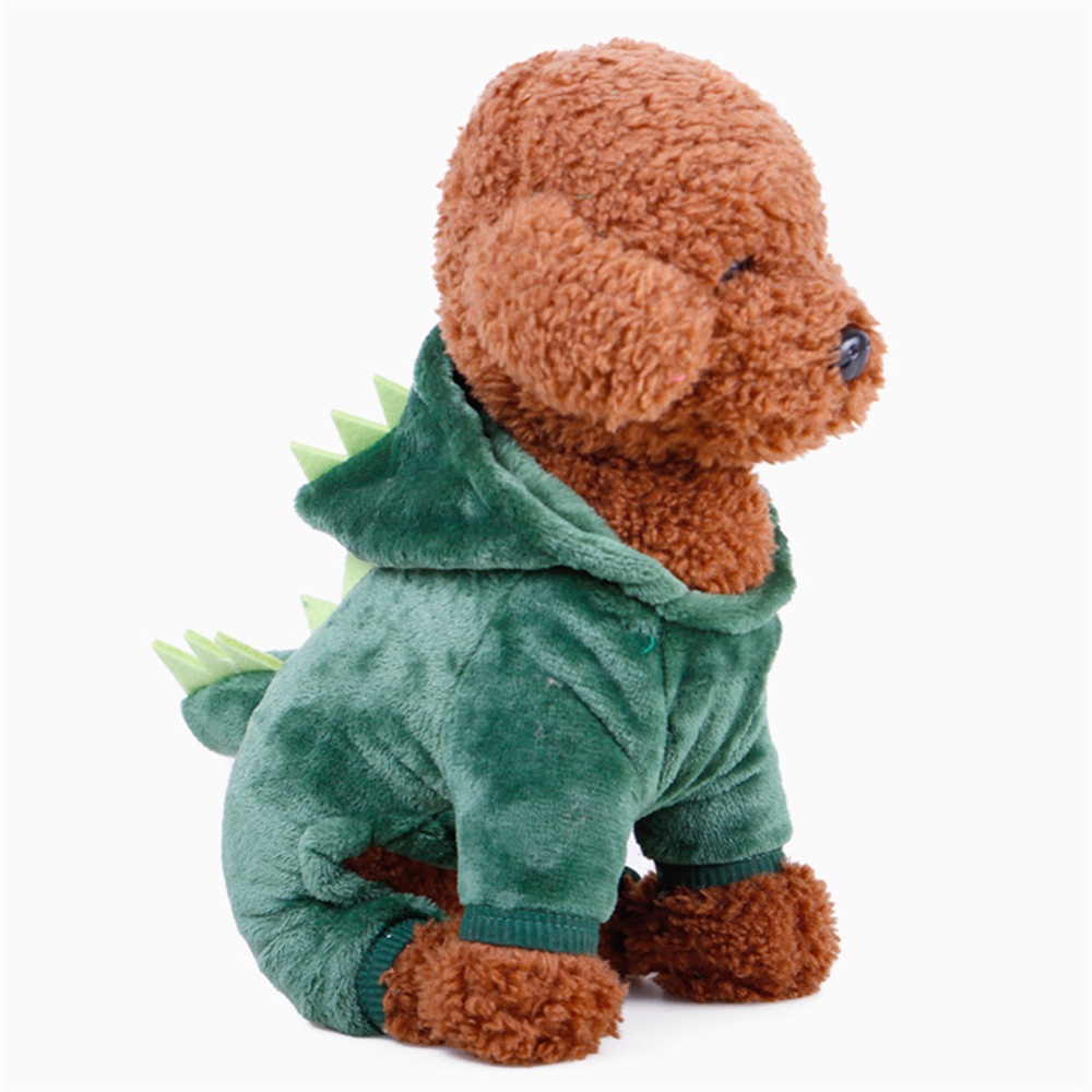 Pet Suit Coral Fleece Cartoon Dinosaur Hoodie Dog Transformation Clothes S - Image 2