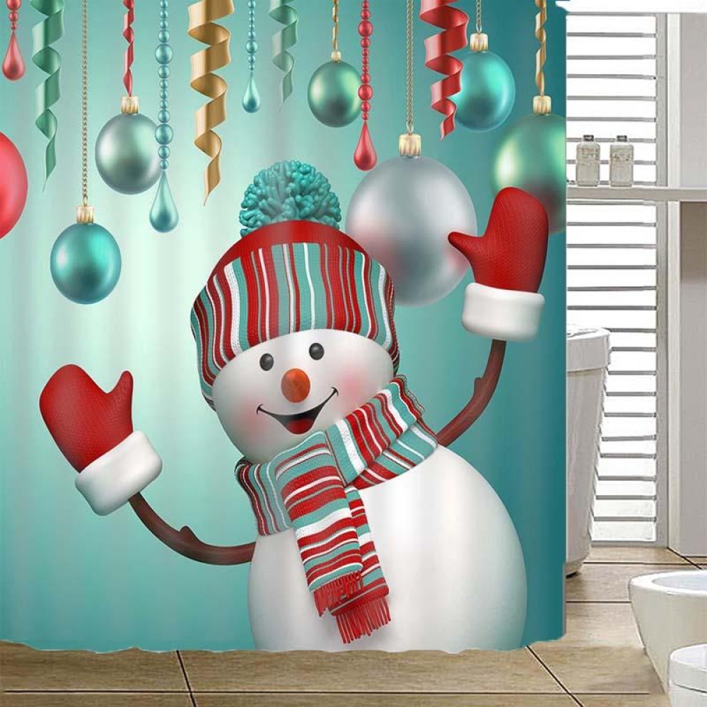 180 x 180cm Waterproof 3D  Snowman Printed Bathroom Shower Curtain Bathroom Decor - Image 2