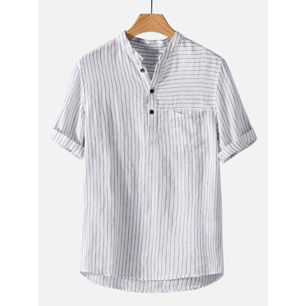 Mens Cotton Summer Striped Pocket Design T-Shirts - XL Black