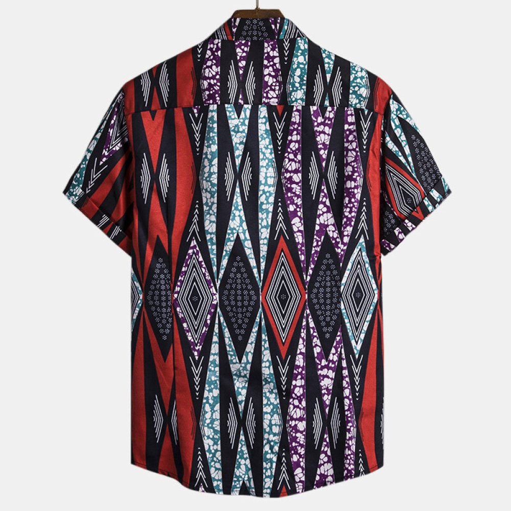 Summer Mens Ethnic Style Printed Shirts - S #02 - Image 2