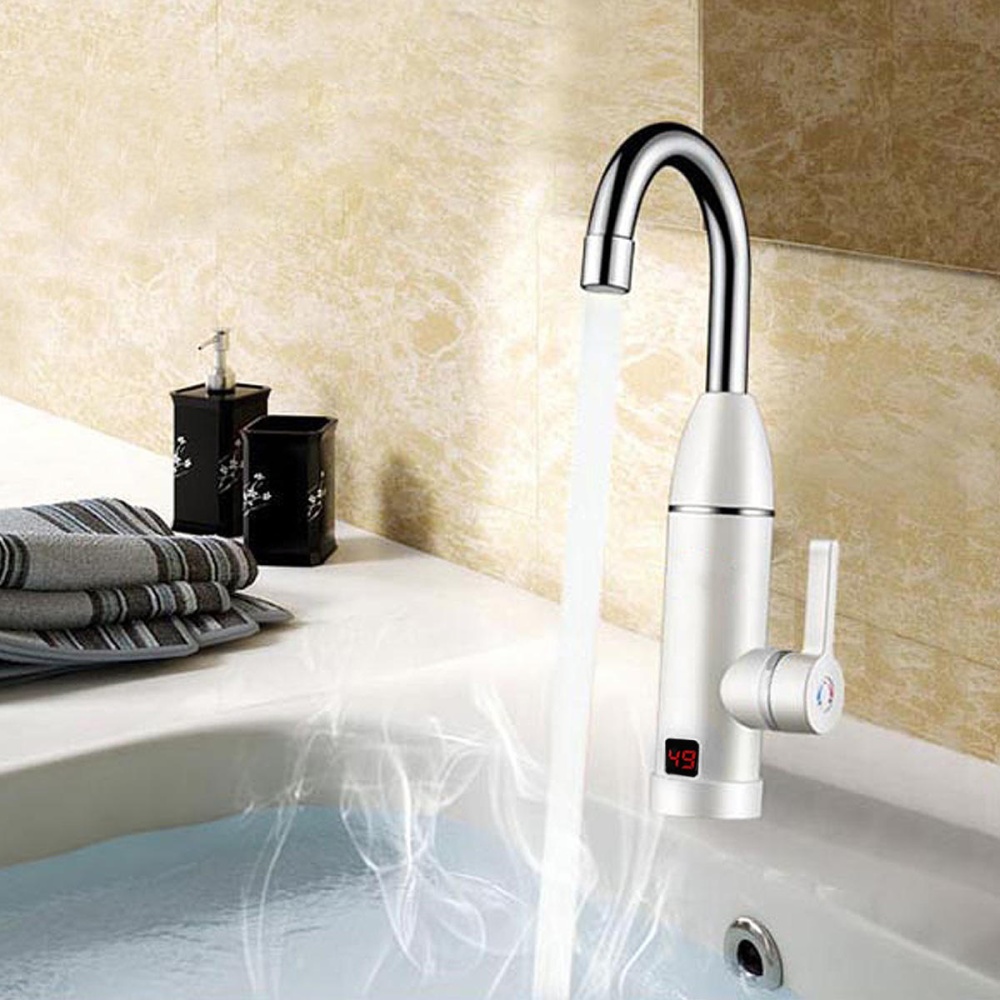 3KW 220V Electric Tankless Faucet Hot Water Instant Heater Bathroom Kitchen Home Tap LED Display - Image 2