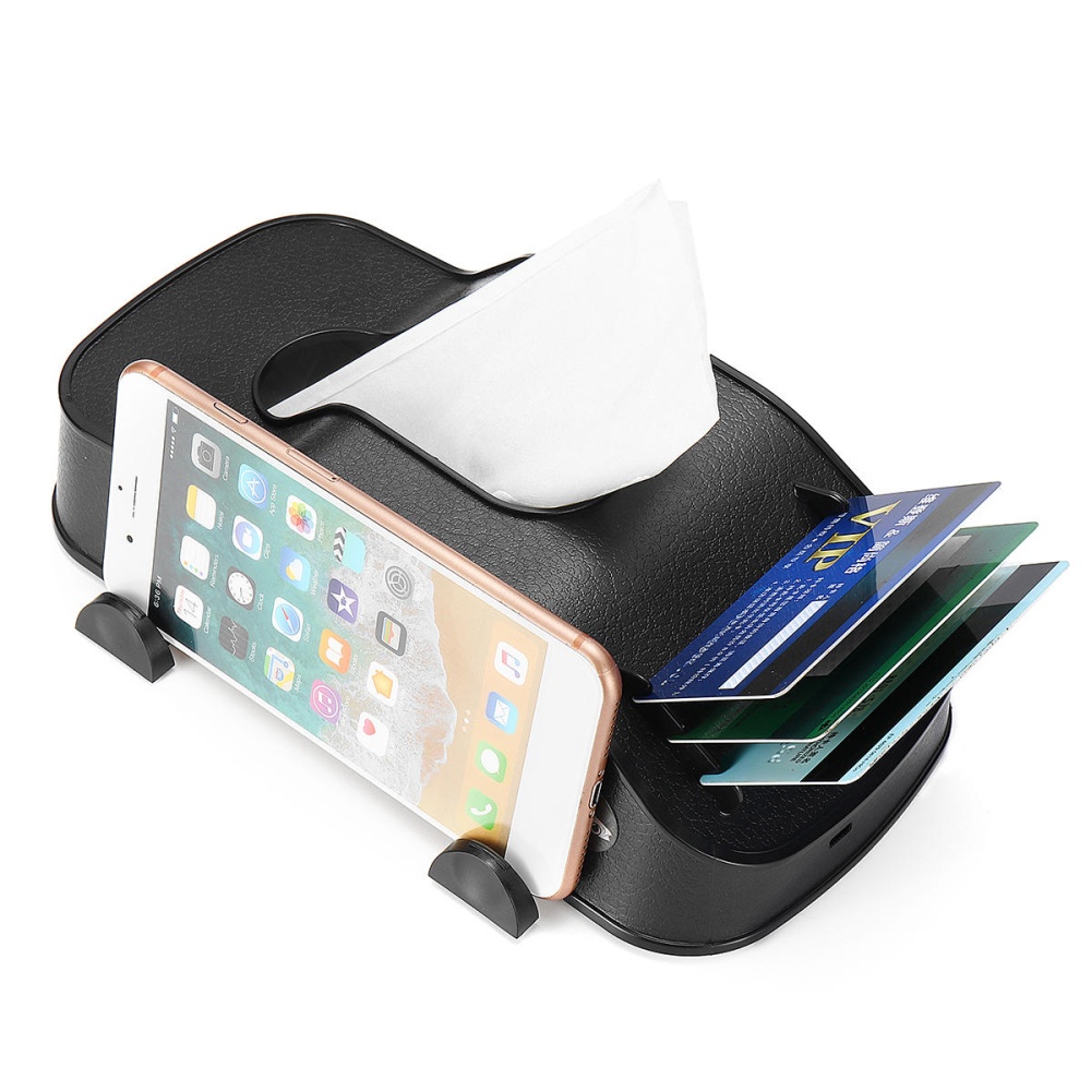 Multi-function Anti-slip Tissue BoxCard Slot Car Holder Dashboard Mount for iPhone Mobile Phone - White - Image 2