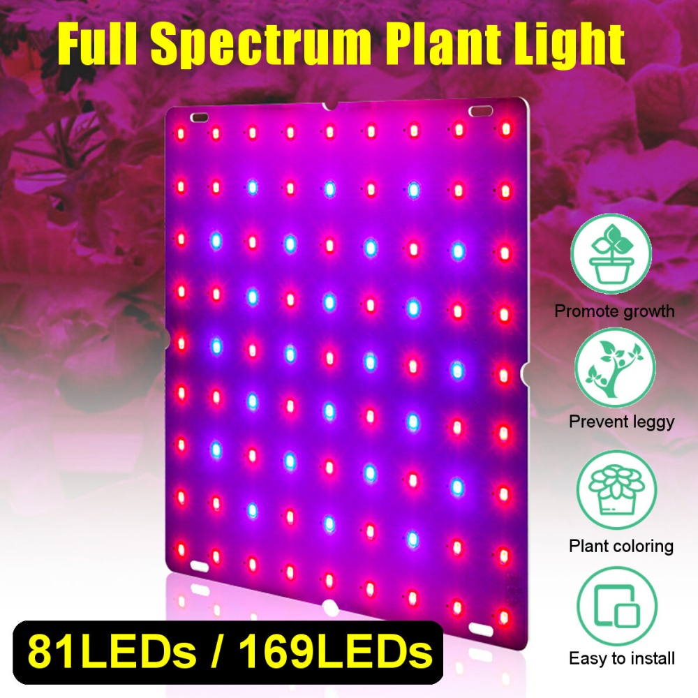 Ultra Thin 81/169LEDs Plant UV Grow Light Full Spectrum Veg Lamp For Indoor Hydroponic Plant Flower 110-240V - EU Plug 169LED - Image 2