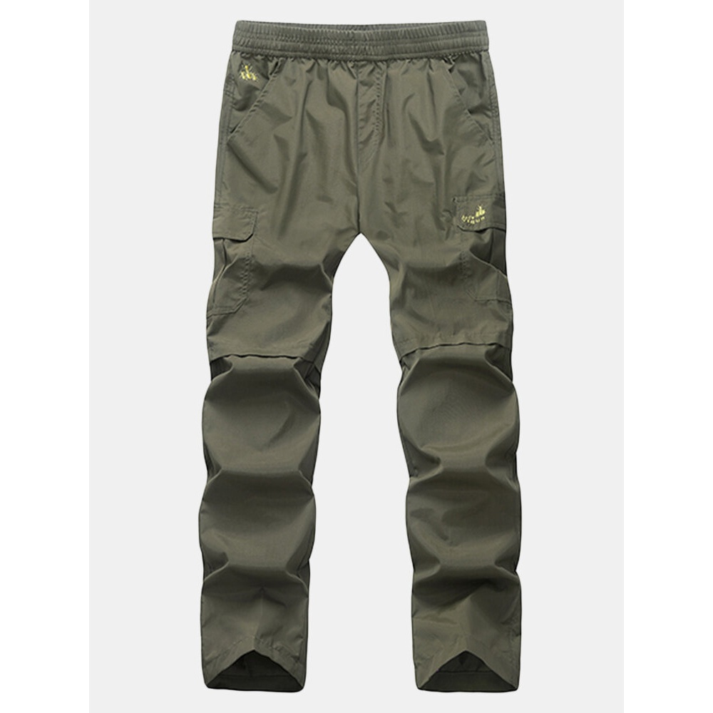 Plus Size M-5XL Mens Outdoors Quick Drying Multi Pocket Elastic Waist Loose Breathbale Pants - XL Army Green