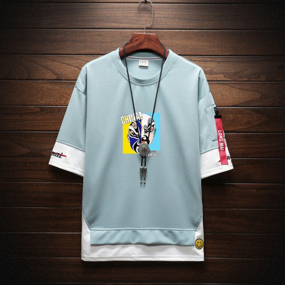 Men Short-sleeved Round Neck Bottoming T-shirts - M Khaki