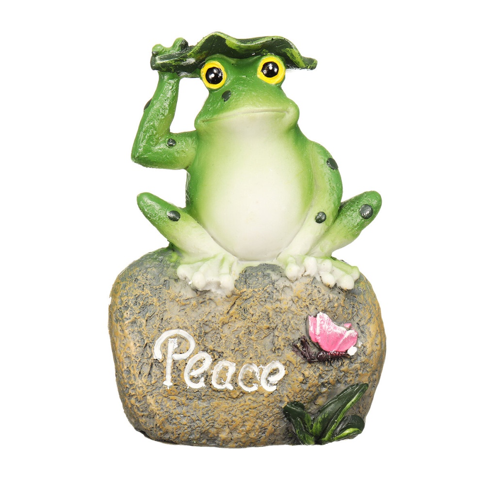 1PC Peace Hope Enjoy Frogs Fairy Garden Statues Art Figurines Outdoor Patio Ornament - 2 - Image 2