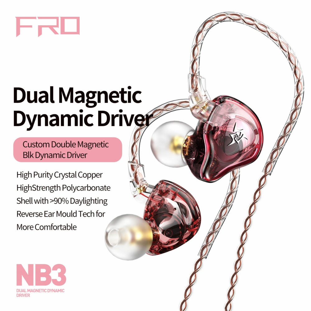 FRO NB3 Dynamic In-ear Earphone Drive HiFi Bass Metal Monitor Earphones Running Sport Earphone Noise Cancelling Headset - White - Image 2