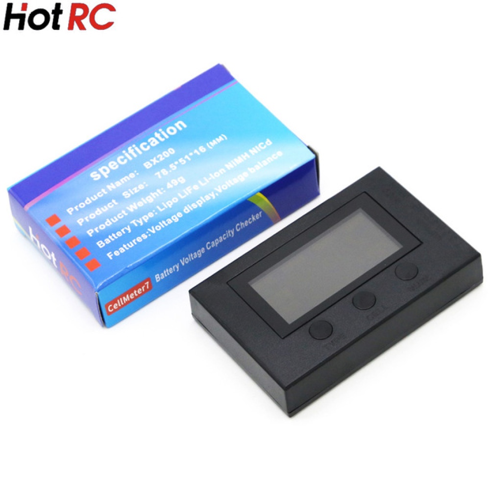 HotRc BX200 2-7S Lipo Battery Voltage Tester/ Low Buzzer Alarm/ Checker Radio Display for Rc 1pc