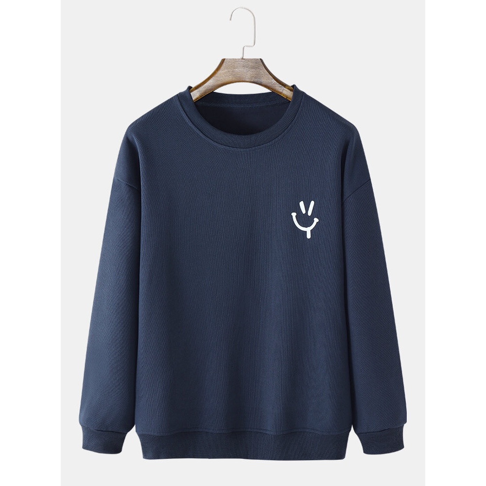 Mens Cuff Hem Leisure Cozy Long Sleeve Sweatshirt - Black XL