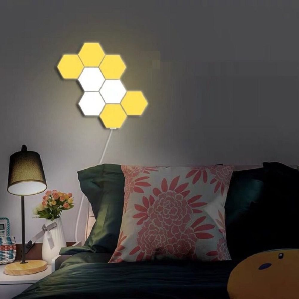 6pcs/10pcs RGB Colorful Honeycomb Light Touch Light Hexagonal Wall Light Quantum Light Bedroom Living Room Bedside Lamp - 6pcs EU Plug RGB - Image 2