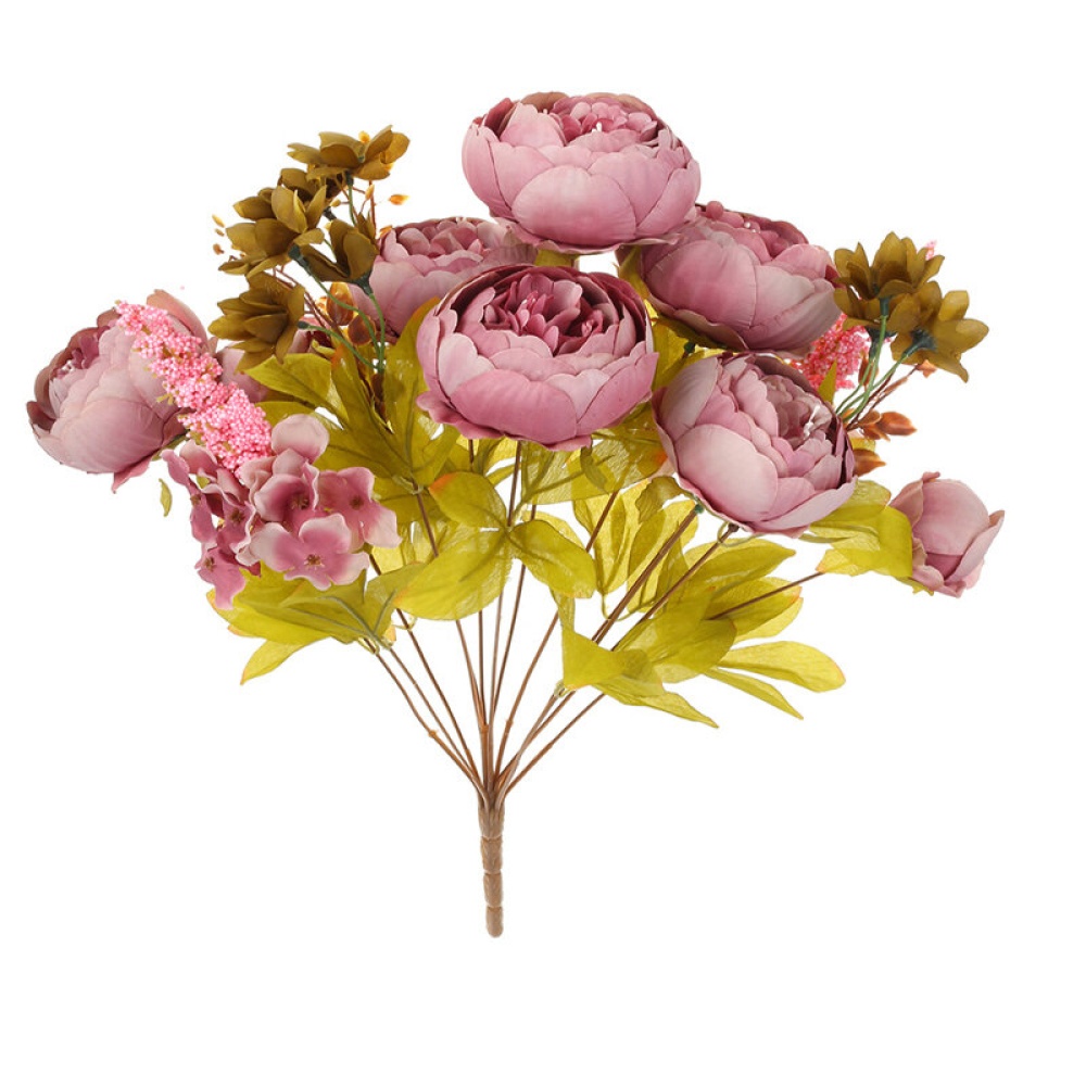 Silk Bouquet Peony Flower Artificial Bridal Home Wedding Decor Supplies - Type A - Image 2