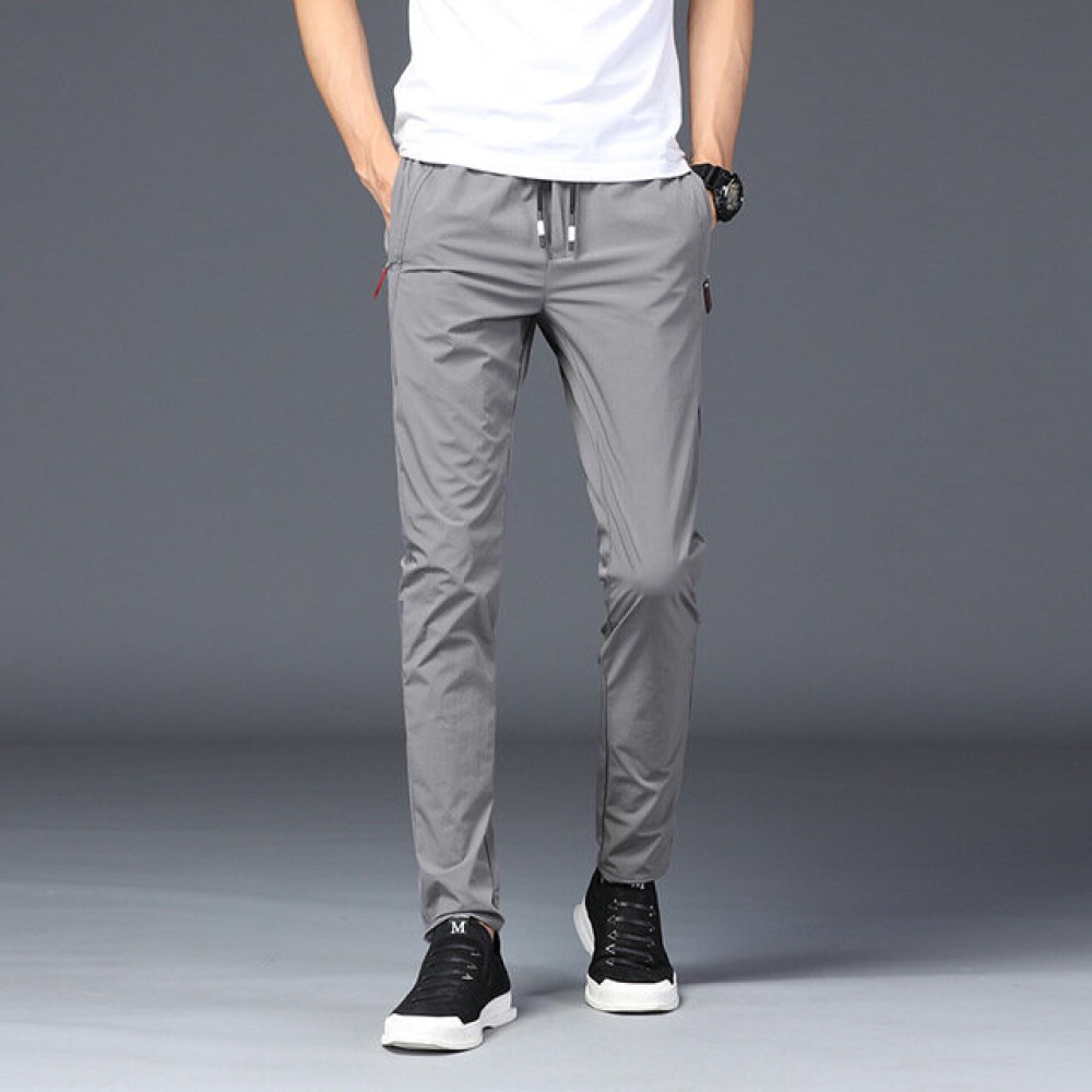 Casual Pants Men's Elastic Season Ice Silk Ultra-thin Men's Trousers Quick-drying Sports Pants Men's Trend - 31 Blue