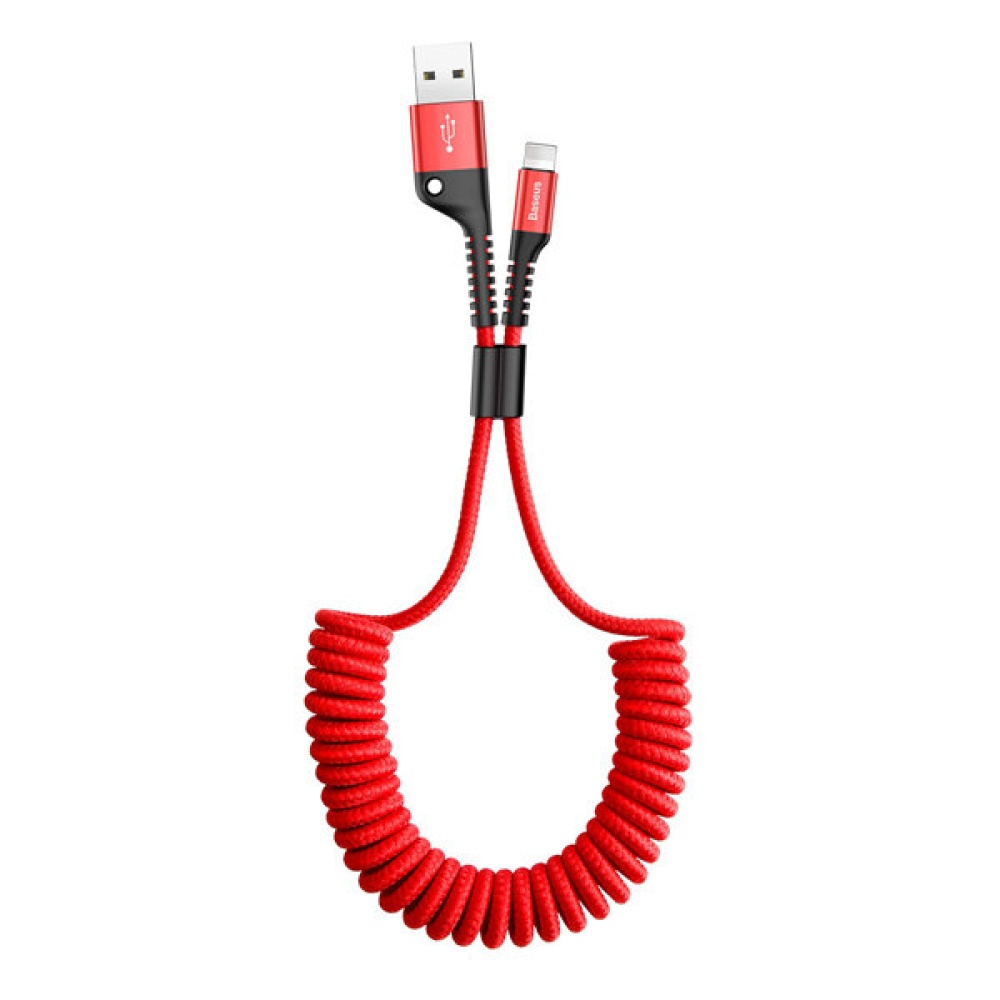 Baseus Retractable Spring Type C Fast Charging Data Cable For One Plus 6T Huawei Mate 20 Mix3 - Red - Image 2