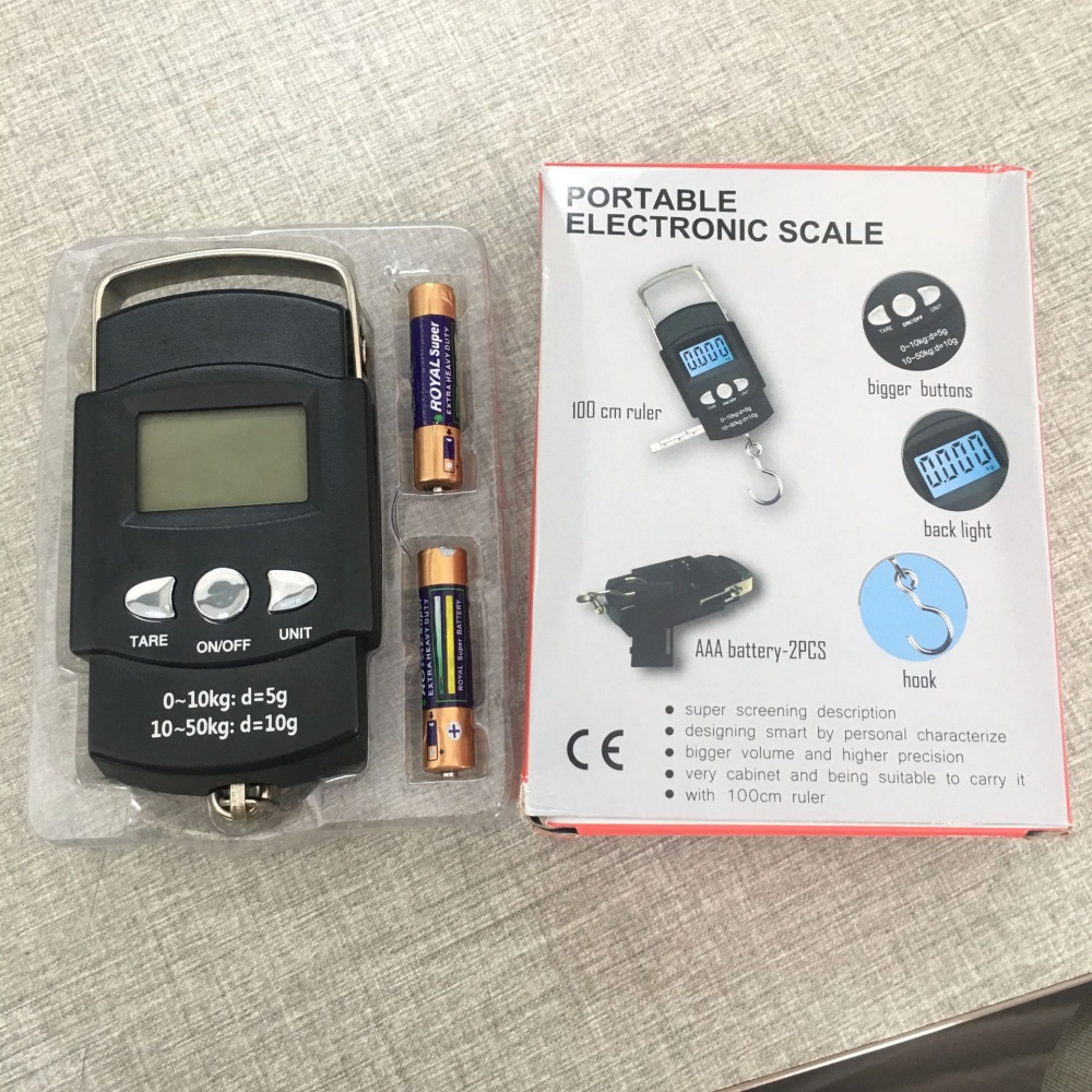 50kg/10g Portable Handheld Electronic Scale with Tape Measure Photo Color - Image 2