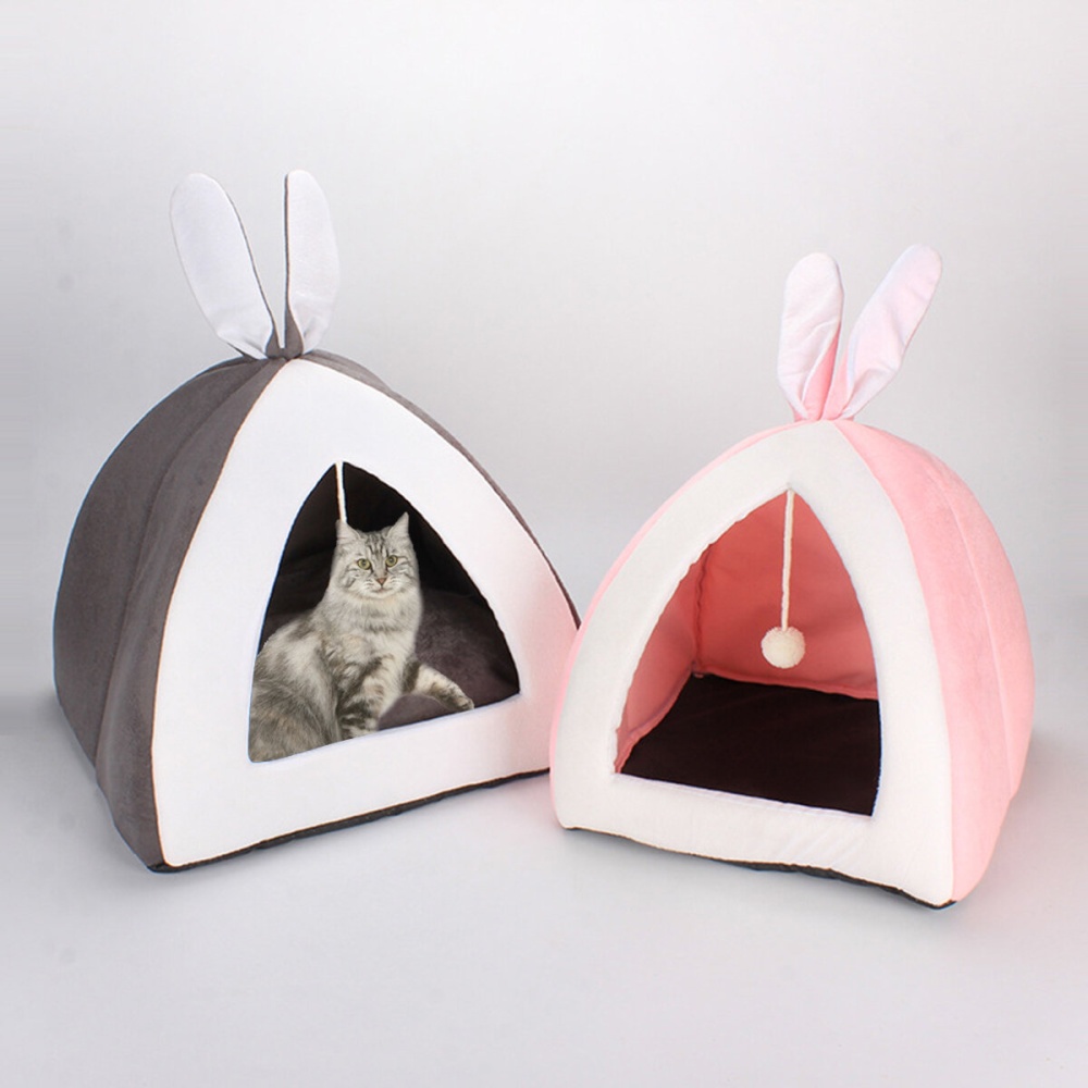 Foldable Pet Puppy Warm Cave House Dog Cat Tent Sleeping Bed Soft dog Mat Pad - L Gray