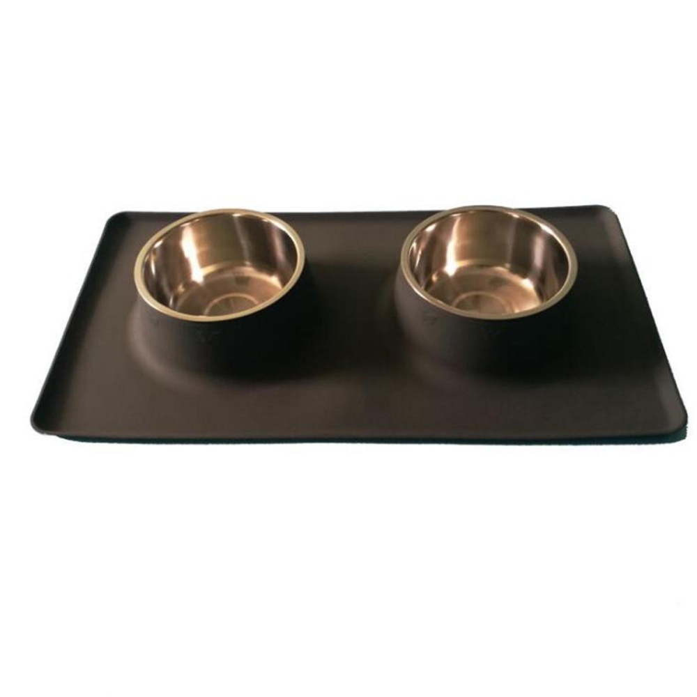 Stainless Steel Pet Dog Cat Bowls Silicone Mat Water Food Feeder Dish Pet Bowl - S - Image 2