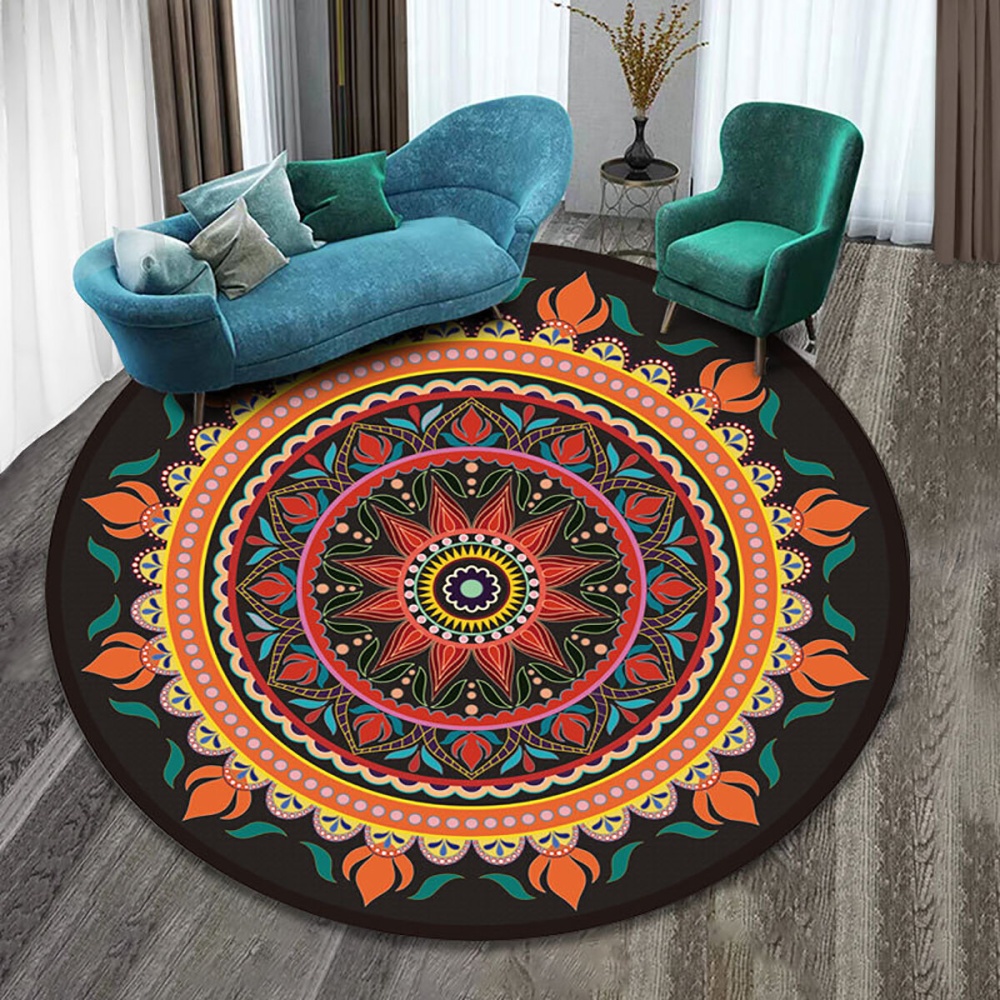 Modern Round Rugs Antiskid Bedside Blanket Foot Pad Kitchen Carpets for Living Room Sofa Coffee Table Pad - 80cm A - Image 2