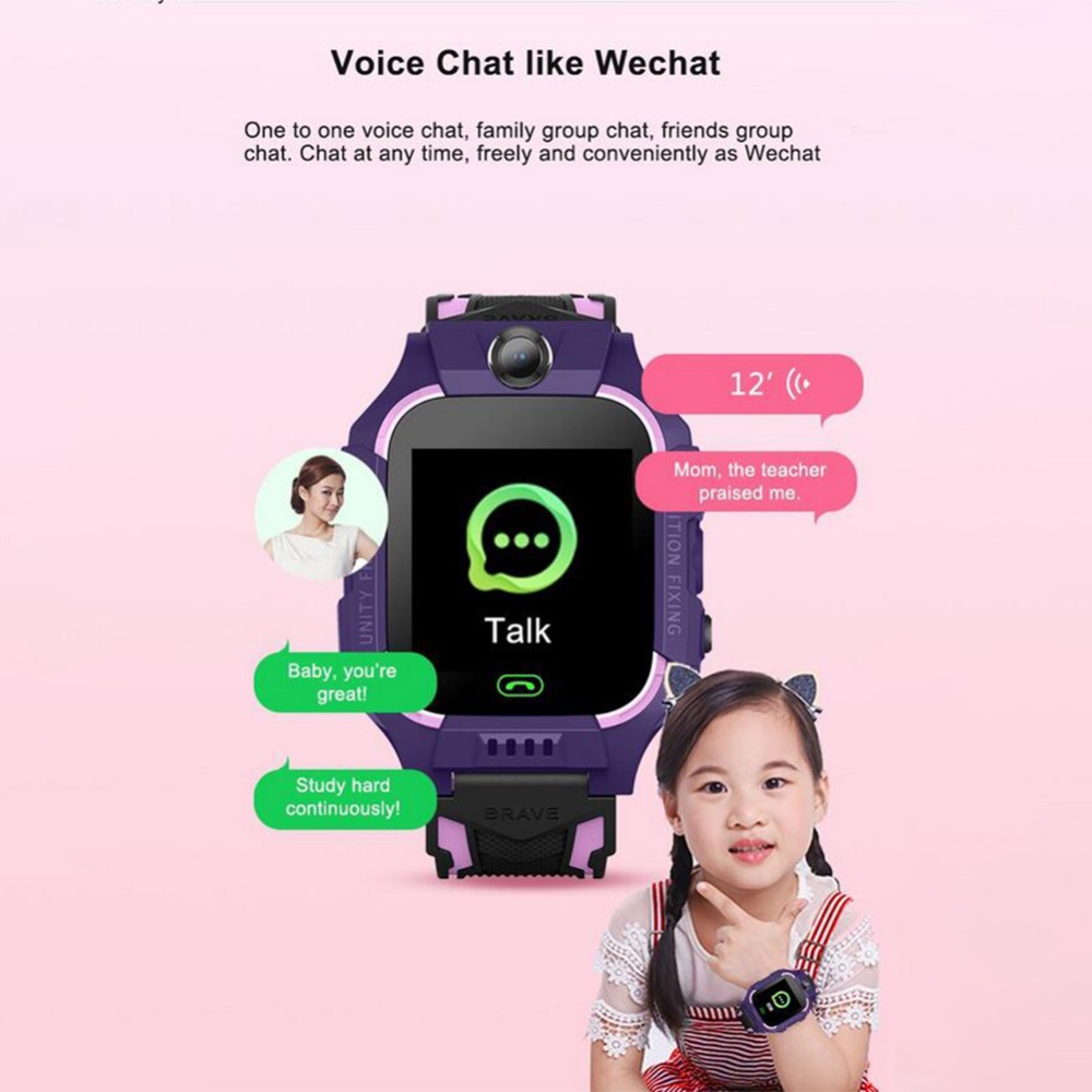 Q19 Positioning Touch Screen Camera Phone Smart Watch Life Waterproof Indonesian Version For Kids Gift purple - Image 2