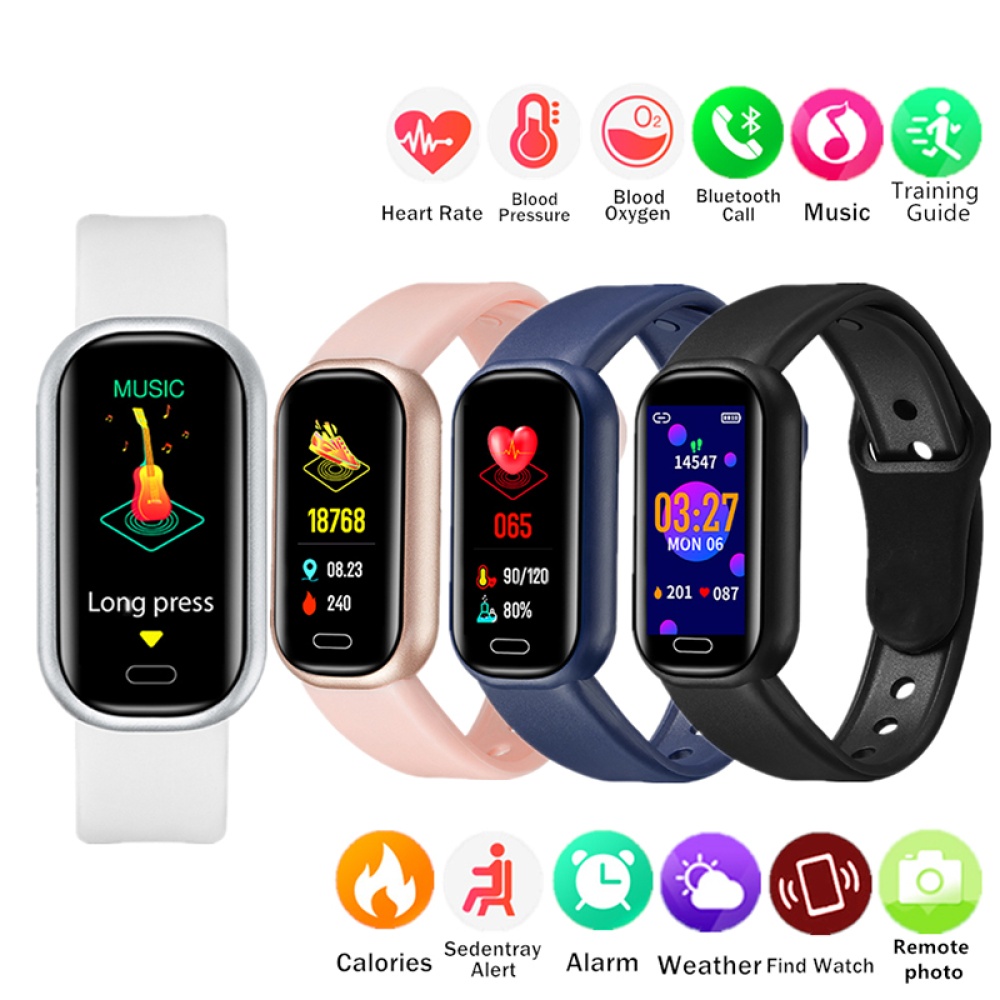 Smart Watch Bluetooth-compatible Waterproof Outdoor Sports Heart Rate Monitoring Music Bracelet Blue - Image 2