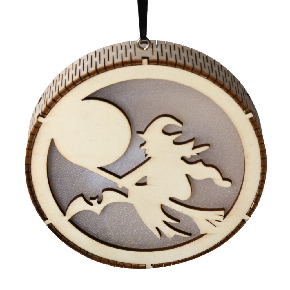 LED Wooden Hollow Light Round Shape Hanging Pendant Holiday Party Decorative Night JM01491