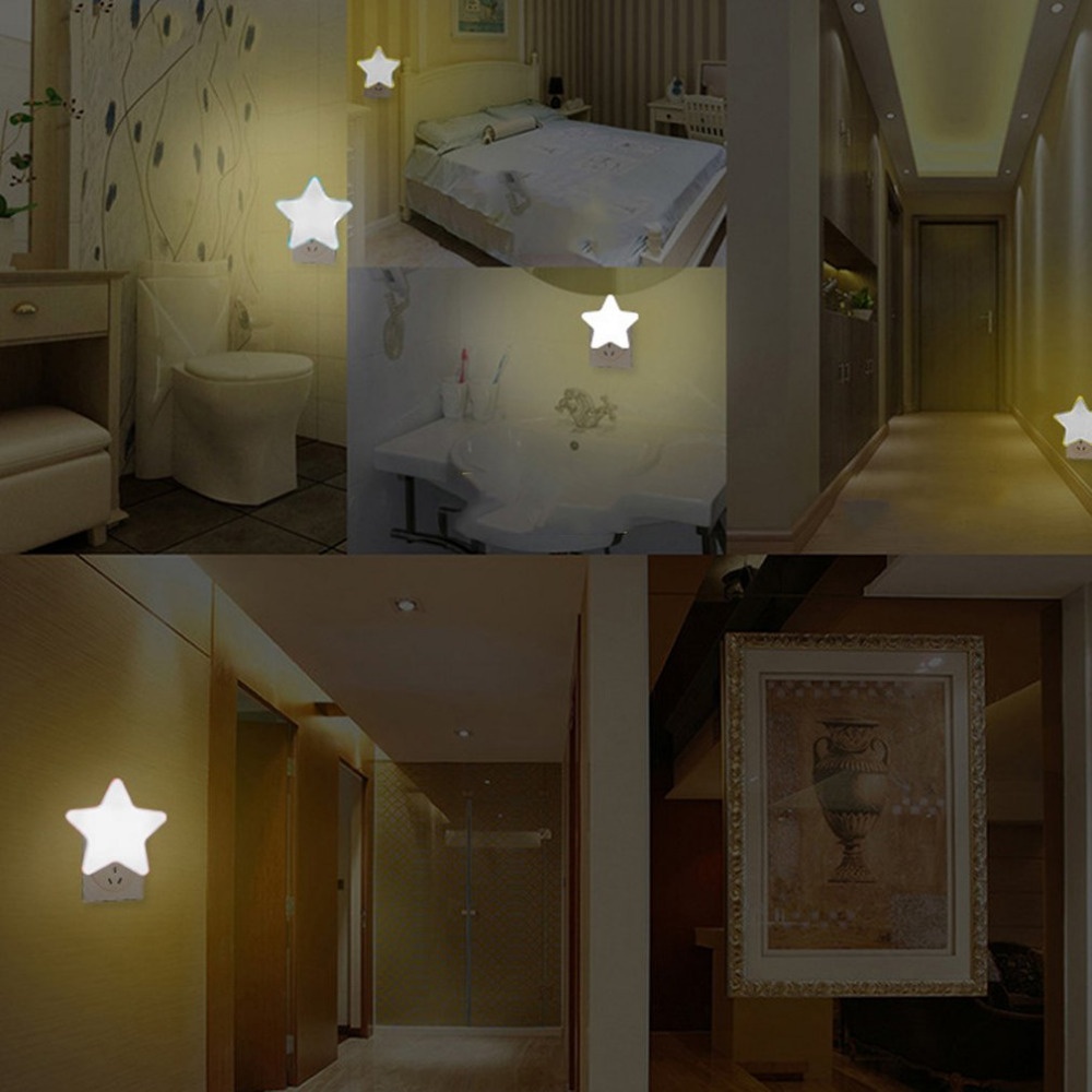 Smart Light Sensor Star-shape LED Bed Night Lamp Home Office Decoration Gift Pink_U.S. regulations - Image 2