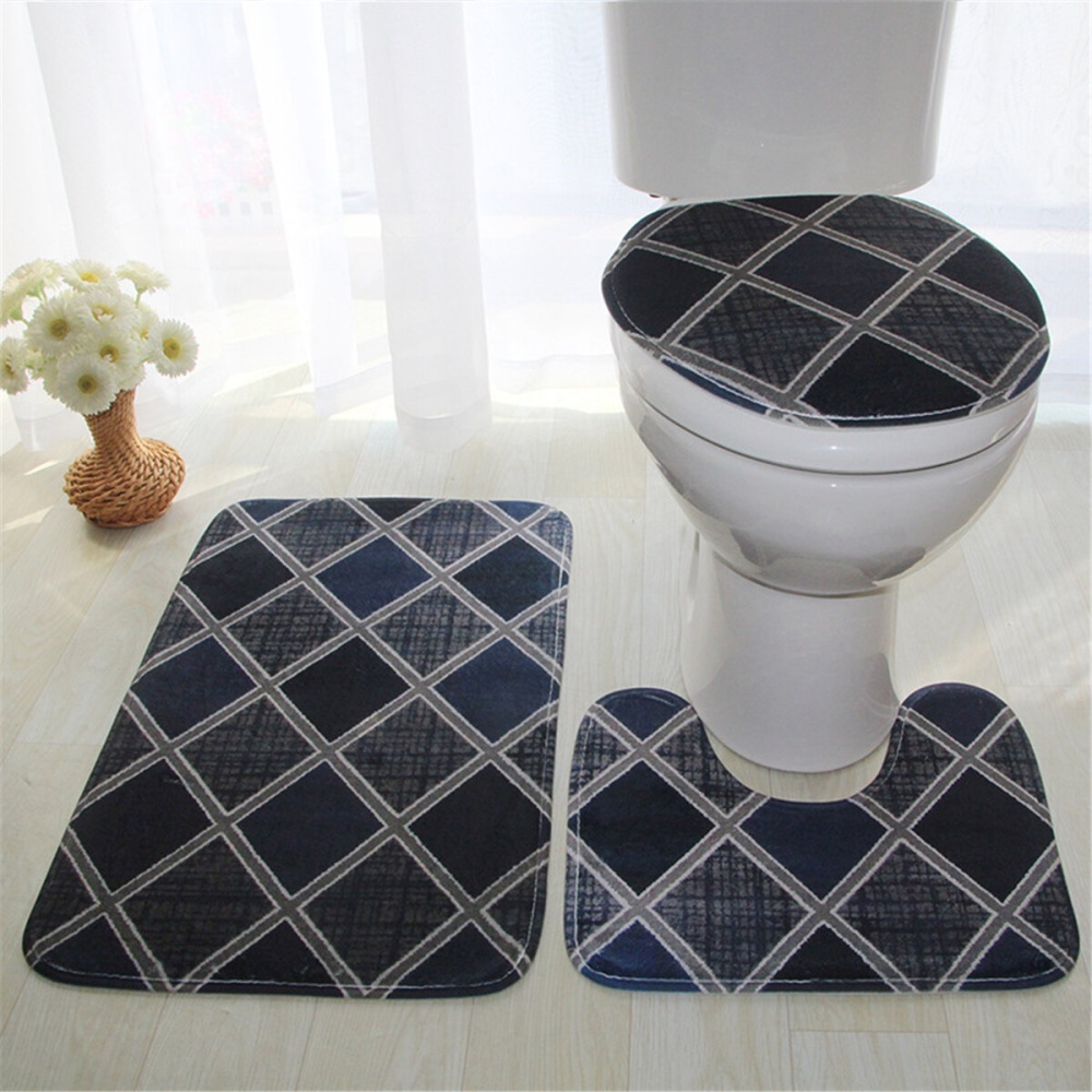 Anti-Slip Floor Mat Bathroom Pedestal Rug Toilet Lid Cover Floor Mat Bath Mat Bathroom Accessories for Home Decoration - D