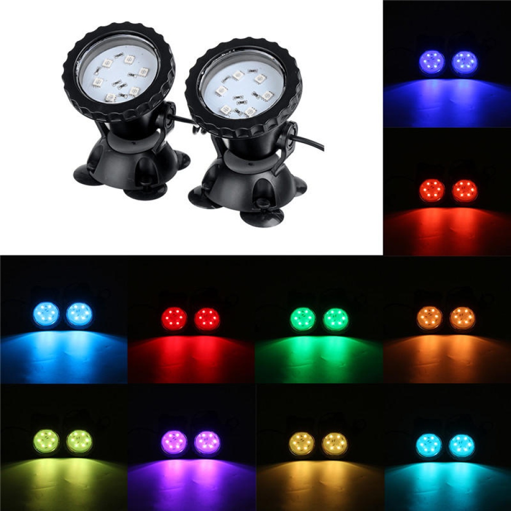 LED RGB Aquarium Light Submersible Fountain Underwater Pond Spot Lights with Remote Controller - 1